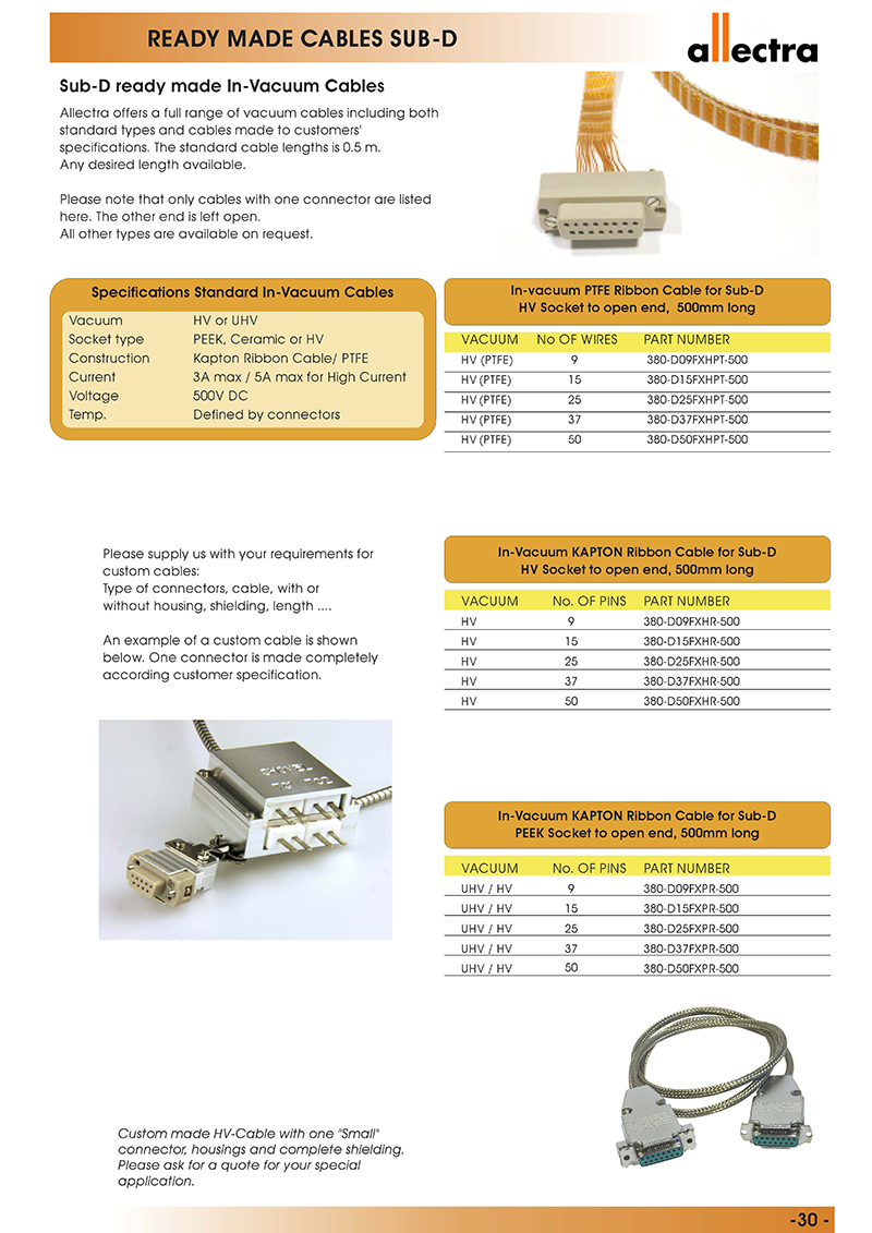 Allectra Sub-D真空內(nèi)線纜 Allectra Sub-D真空內(nèi)線纜