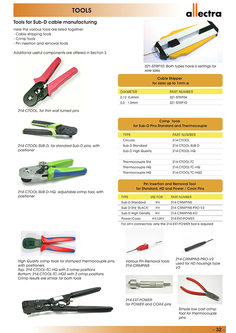 Allectra Sub-D線纜加工工具 Allectra Sub-D線纜加工工具