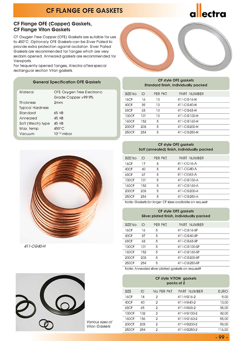 Allectra CF法蘭無氧銅墊圈 Allectra CF法蘭無氧銅墊圈