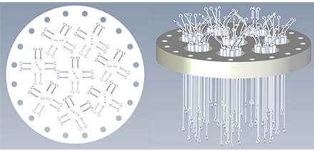 定制型熱偶真空饋通(CF160法蘭/40對T型熱偶) 定制型熱偶真空饋通(CF160法蘭/40對T型熱偶)