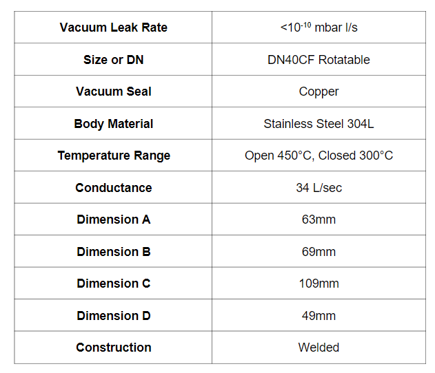 VACGEN 全金屬角閥 ZCR40R 產品規格 VACGEN 全金屬角閥 ZCR40R 產品規格
