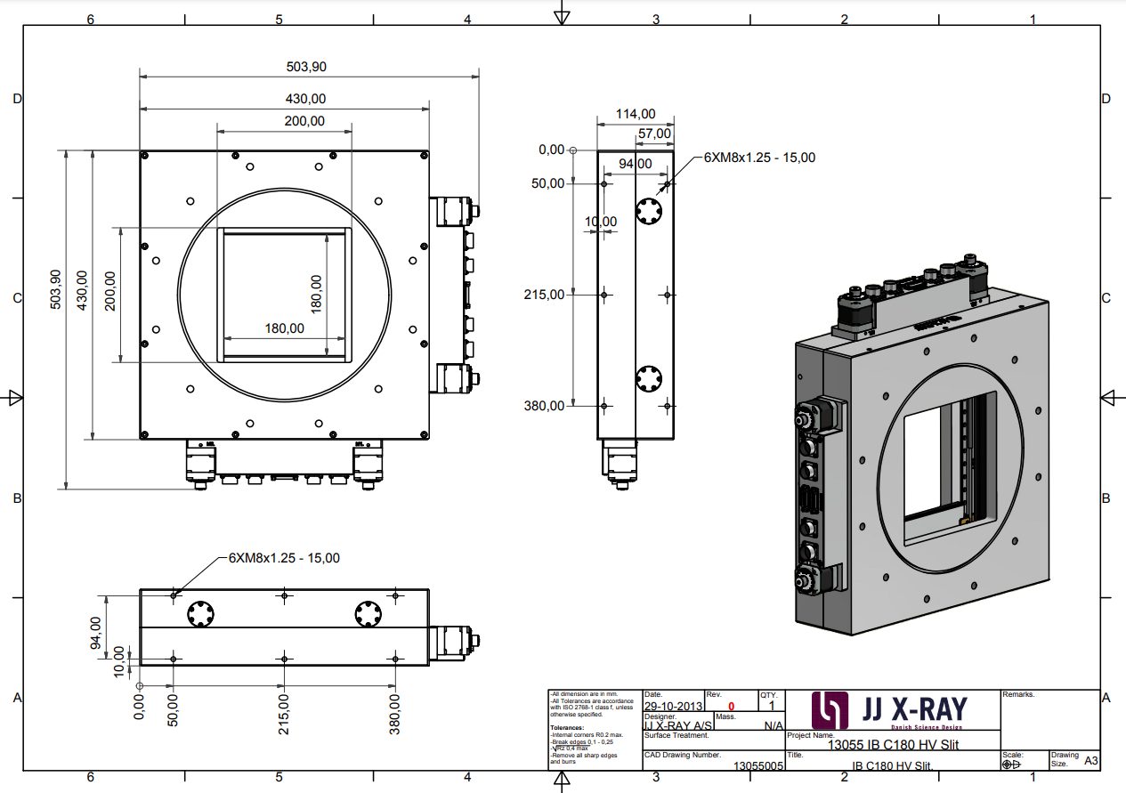 JJ X-Ray 真空狹縫 IB-C180-HV產品尺寸 JJ X-Ray 真空狹縫 IB-C180-HV產品尺寸