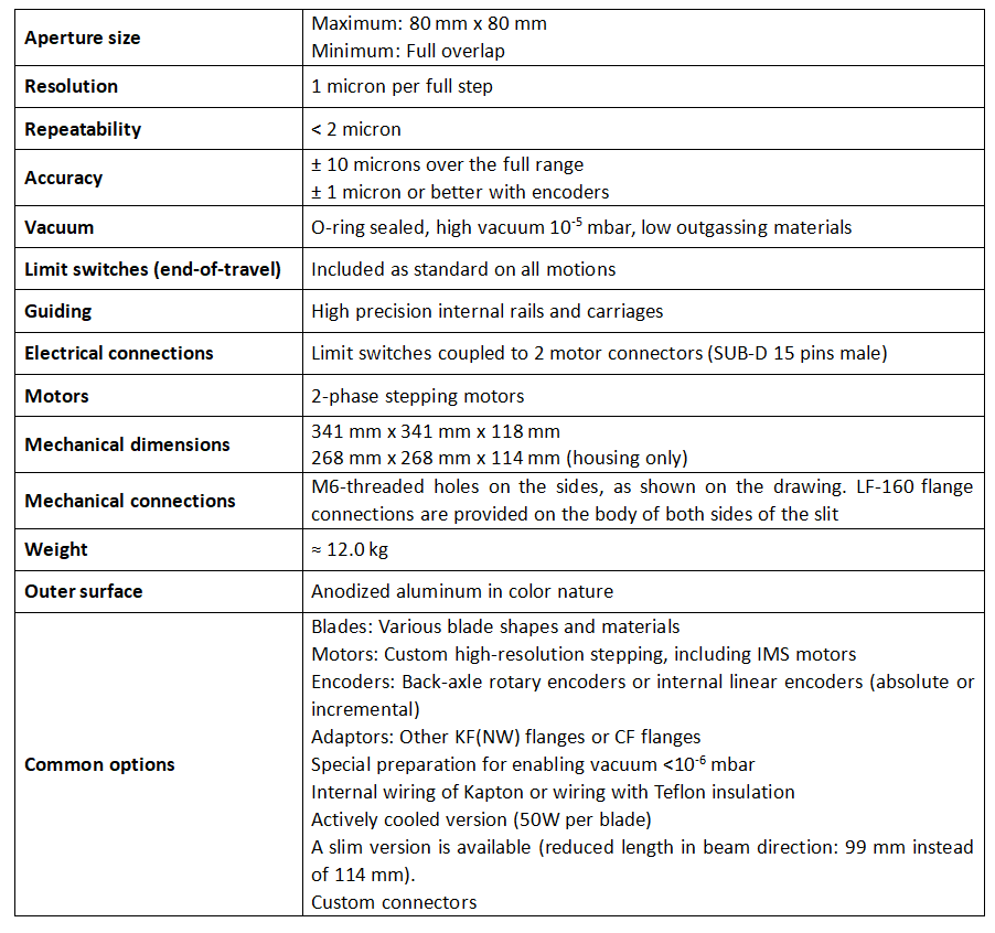 真空狹縫 IB-C80-HV技術(shù)參數(shù) 真空狹縫 IB-C80-HV技術(shù)參數(shù)