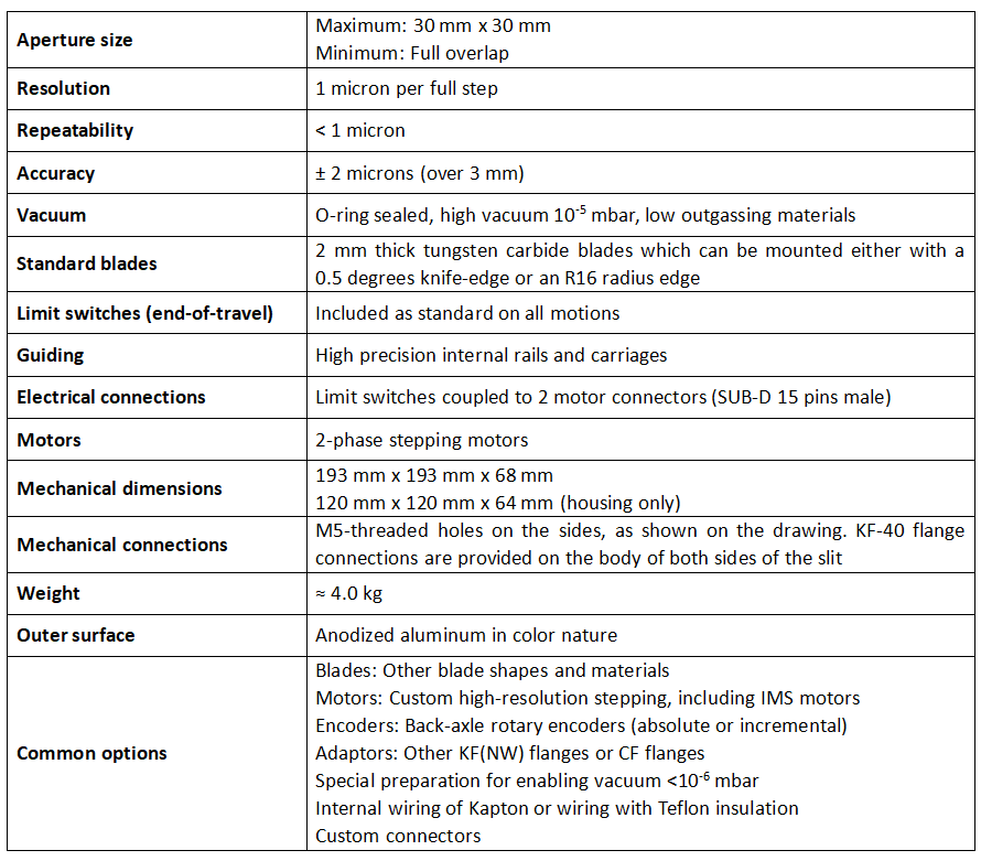 真空狹縫 IB-C30-HV技術(shù)參數(shù) 真空狹縫 IB-C30-HV技術(shù)參數(shù)