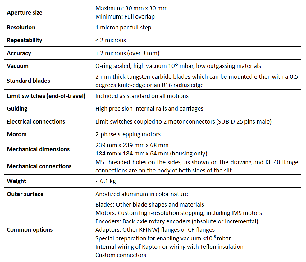 真空狹縫 AT-C30-HV技術參數(shù) 真空狹縫 AT-C30-HV技術參數(shù)