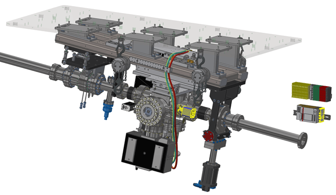 超高真空俯仰狹縫安裝示意圖 超高真空俯仰狹縫安裝示意圖
