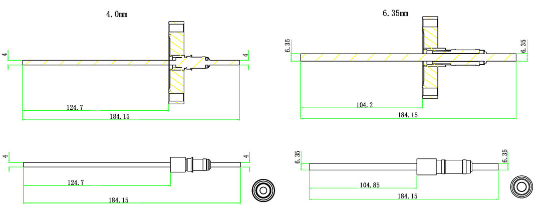 高功率真空饋通尺寸