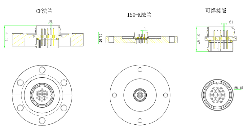 CTS19型真空饋通尺寸