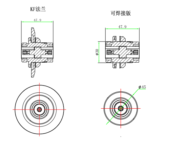 高功率7/16同軸饋通尺寸